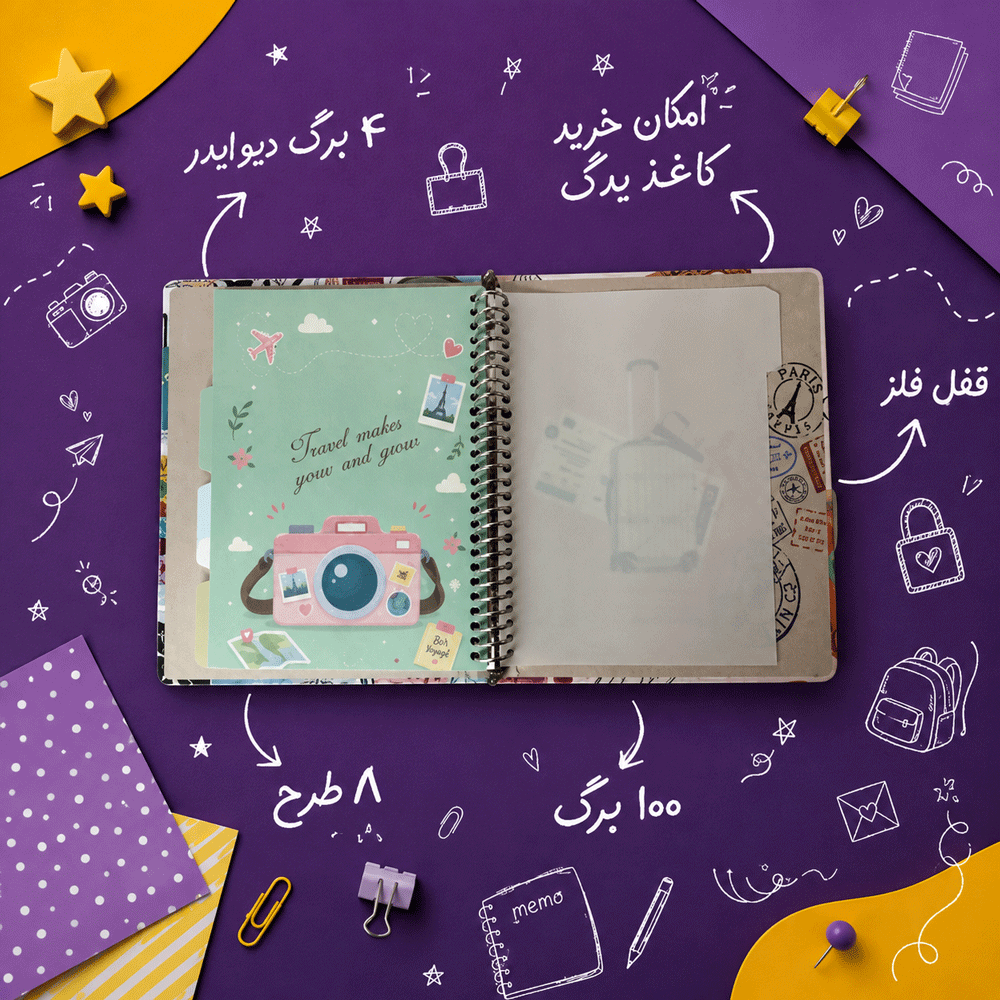 کلاسور 26 حلقه کلاسیک قفل فلز کد1347 Image 2